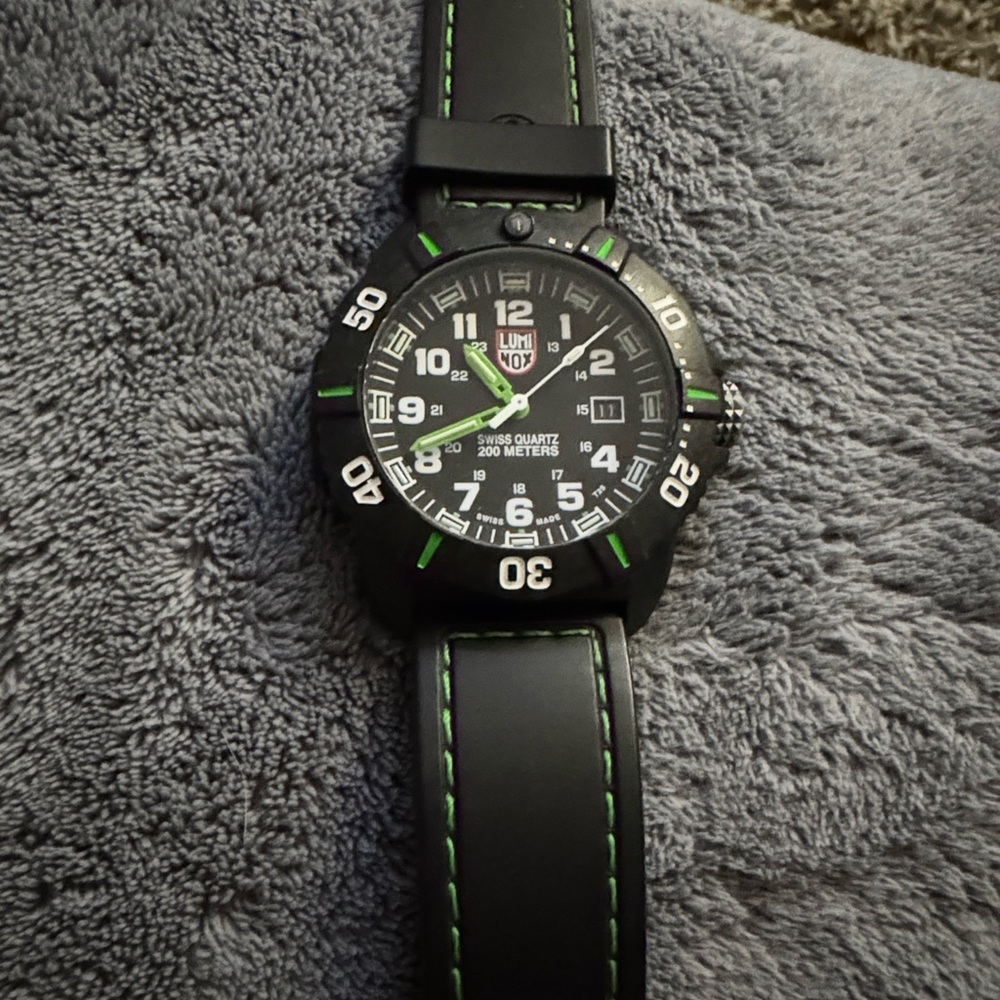 Luminox Men’s Black Watch with Green Accents